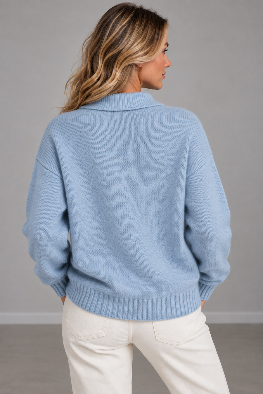 Charlotte | Elegant Button Collar Knit Sweater