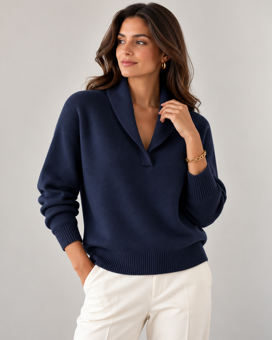 Isabella | Elegant Shawl Collar Sweater