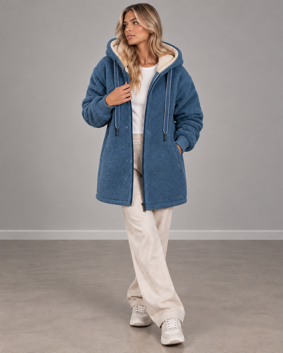 Olivia | Cosy Longline Hooded Fleece Jacket