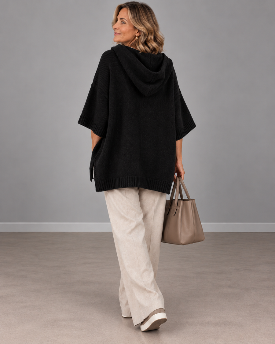 Amélie | Relaxed Hooded Knit Poncho