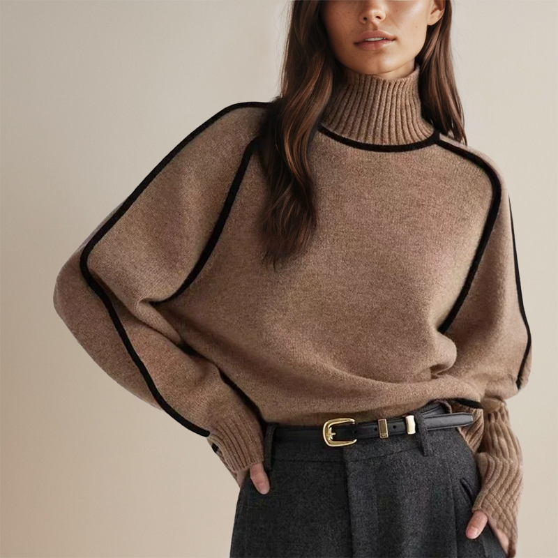 Sophie | Contrast Trim Turtleneck Sweater