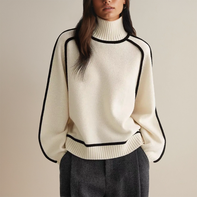 Sophie | Contrast Trim Turtleneck Sweater