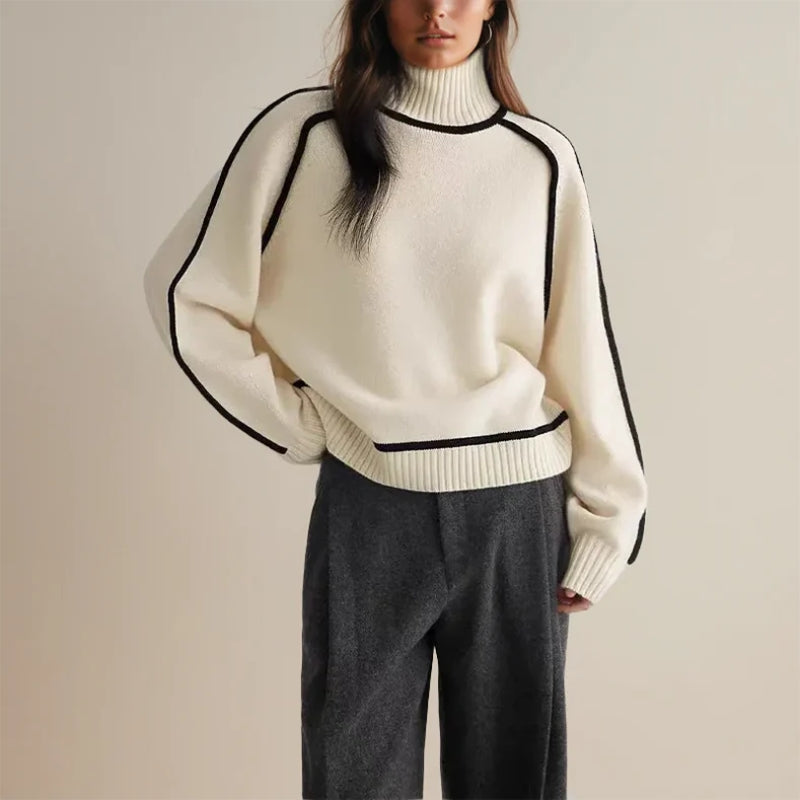 Sophie | Contrast Trim Turtleneck Sweater