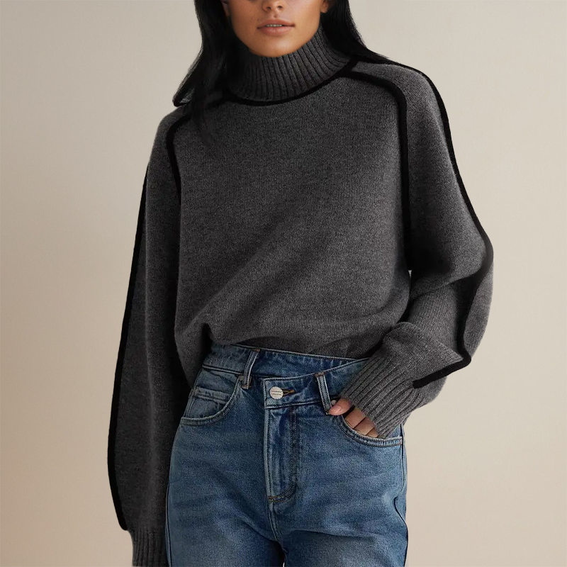 Sophie | Contrast Trim Turtleneck Sweater