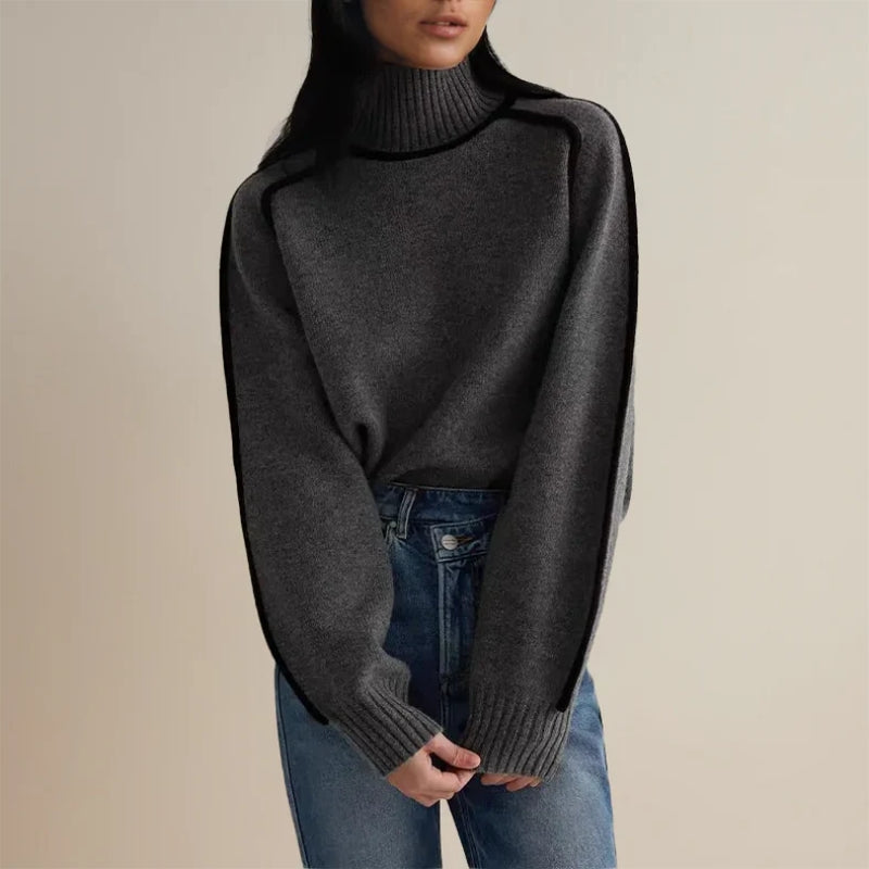 Sophie | Contrast Trim Turtleneck Sweater